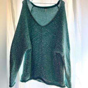 Free People sweater in seafoam green and ivory